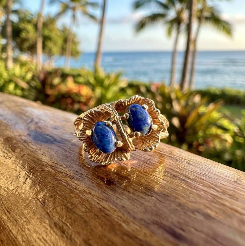 Gorgeous Vintage Lapis Lazuli "Robin's Eggs" Ring in 14K