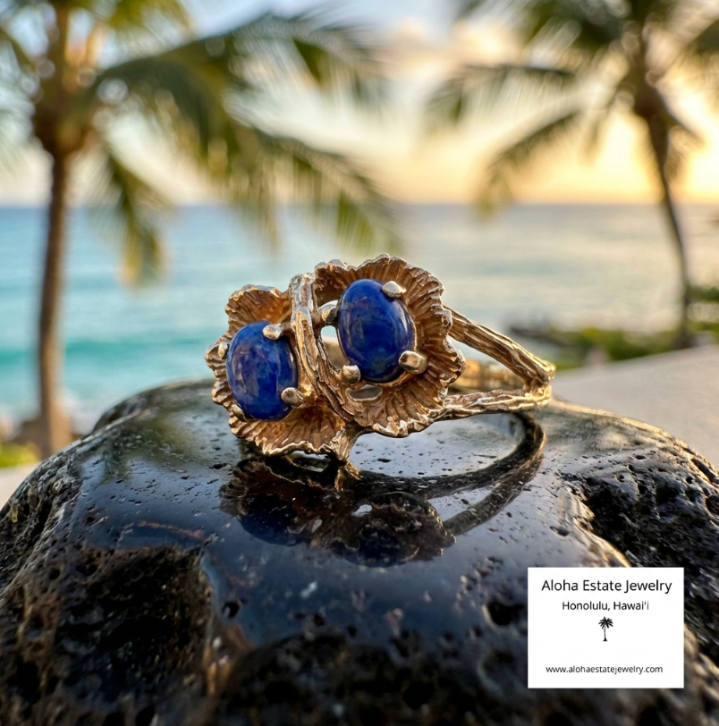 Gorgeous Vintage Lapis Lazuli "Robin's Eggs" Ring in 14K