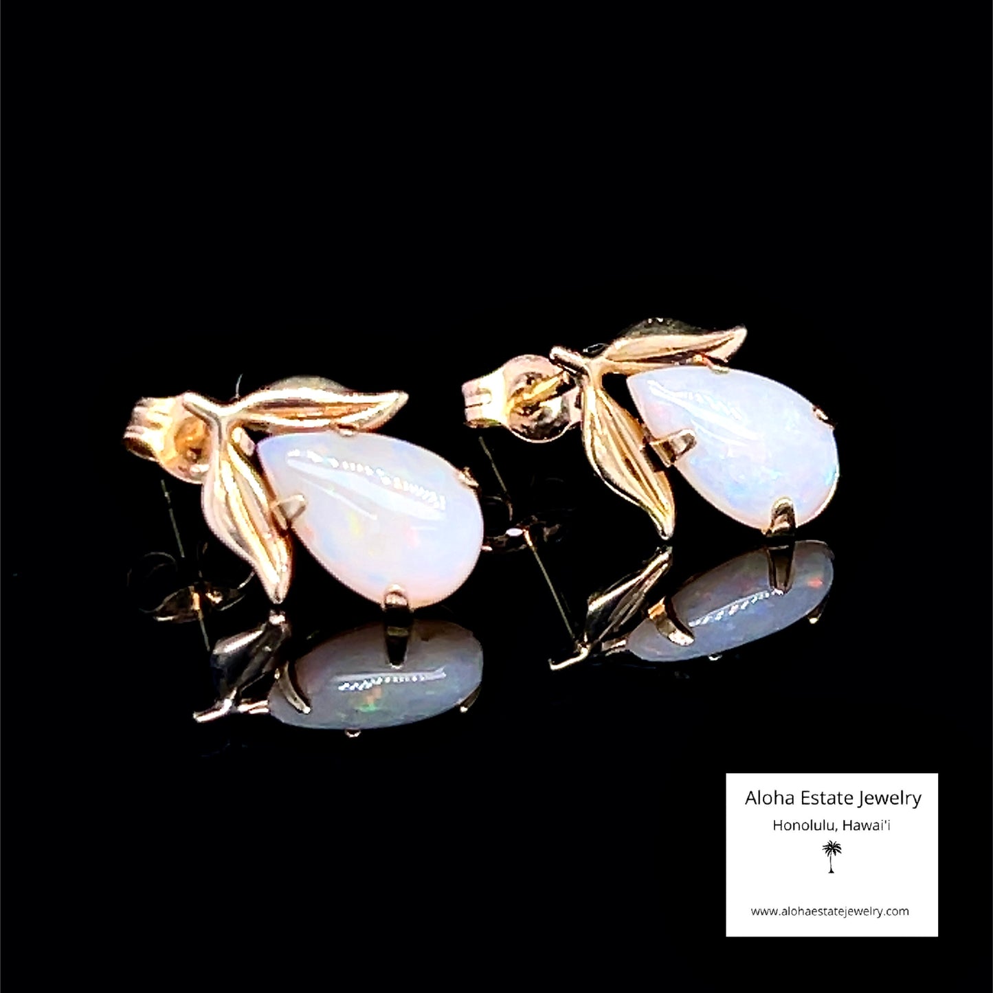 Lovely Australian Opal Earrings in 14K