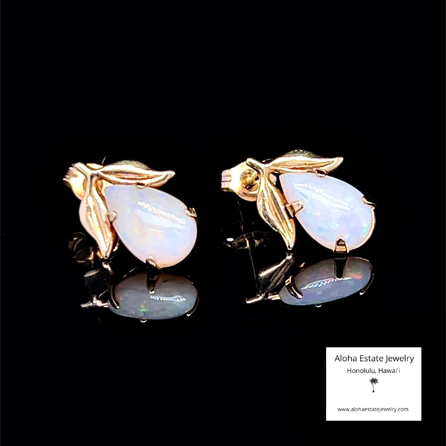 Lovely Australian Opal Earrings in 14K