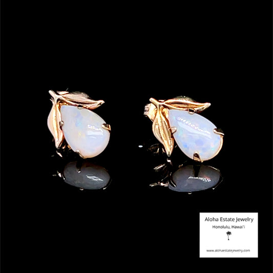 Lovely Australian Opal Earrings in 14K