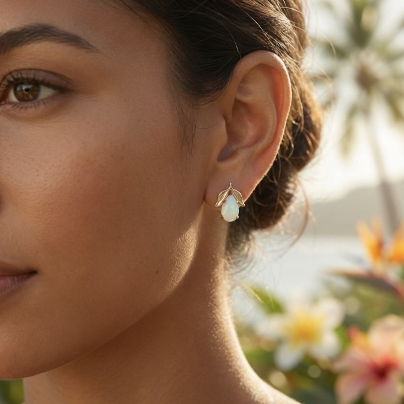 Lovely Australian Opal Earrings in 14K