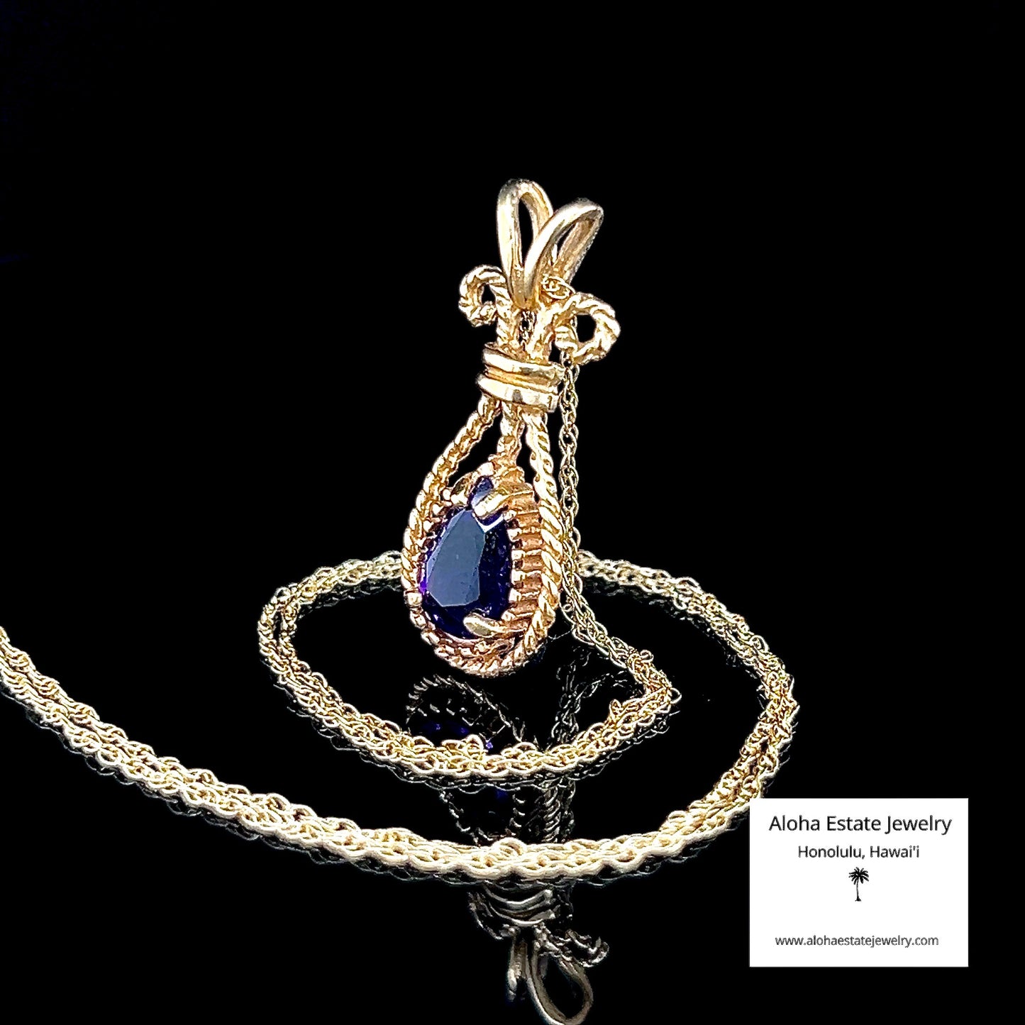 Antique 10K Amethyst Openwork Pendant on 14K Chain