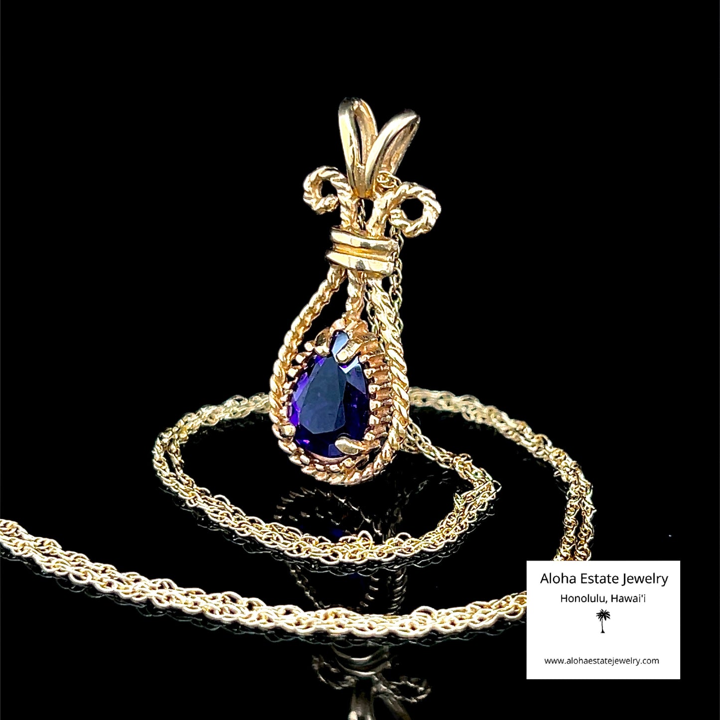 Antique 10K Amethyst Openwork Pendant on 14K Chain