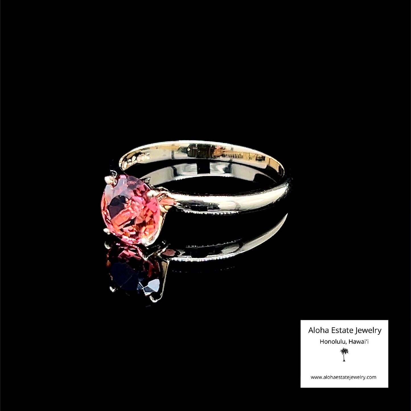 Vintage Reddish-Pink Rubellite Tourmaline Solitaire in 14K