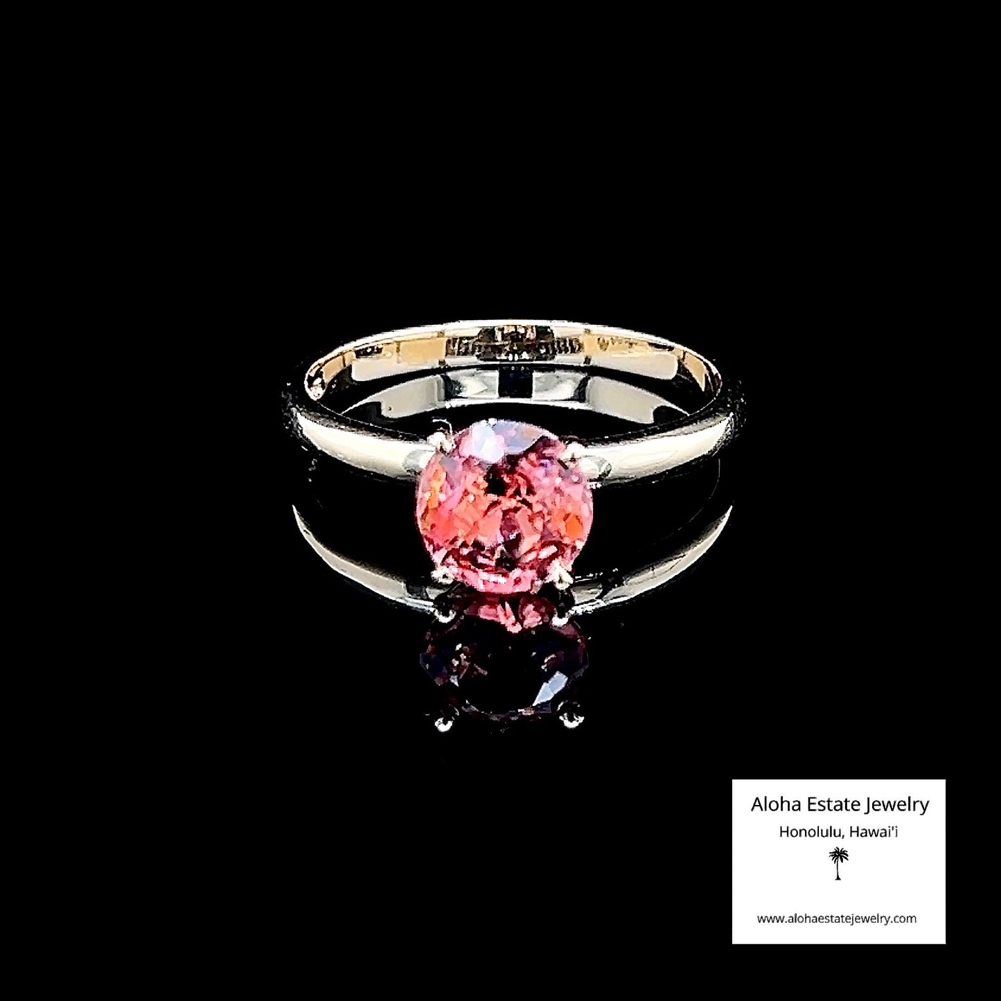 Vintage Reddish-Pink Rubellite Tourmaline Solitaire in 14K