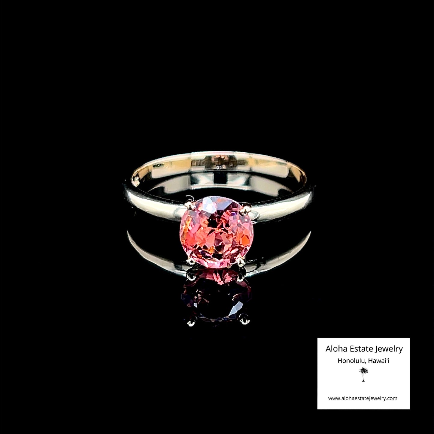Vintage Reddish-Pink Rubellite Tourmaline Solitaire in 14K