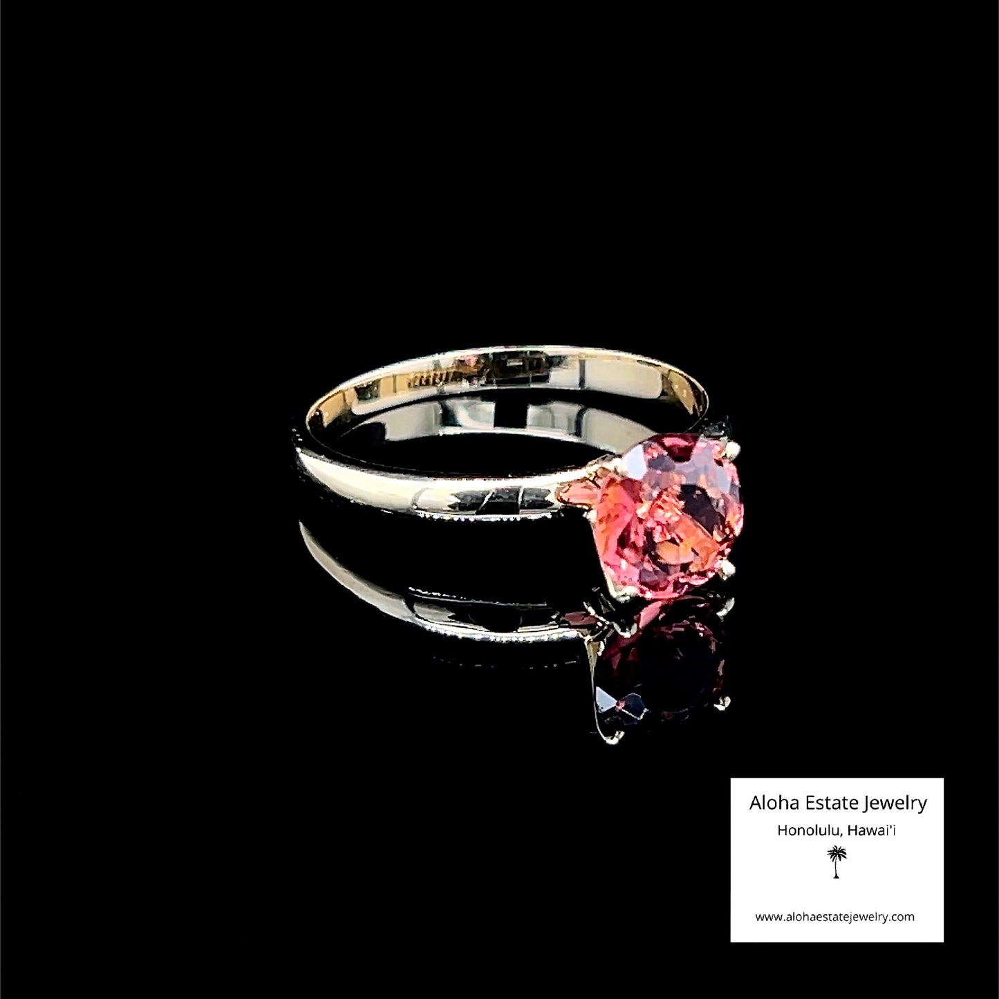 Vintage Reddish-Pink Rubellite Tourmaline Solitaire in 14K