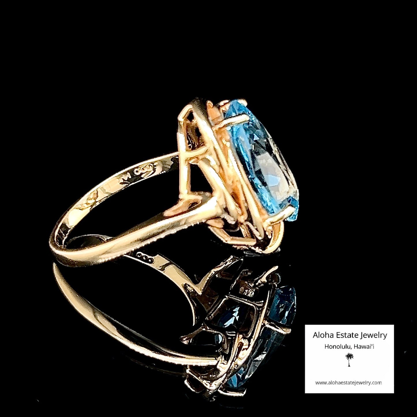 Estate 14K 5 1/2-Carat Diamond Accented Swiss Blue Topaz