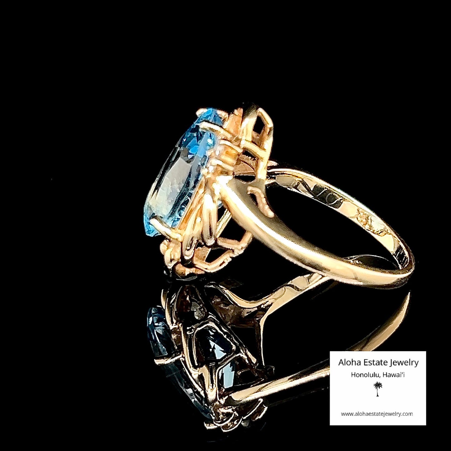 Estate 14K 5 1/2-Carat Diamond Accented Swiss Blue Topaz