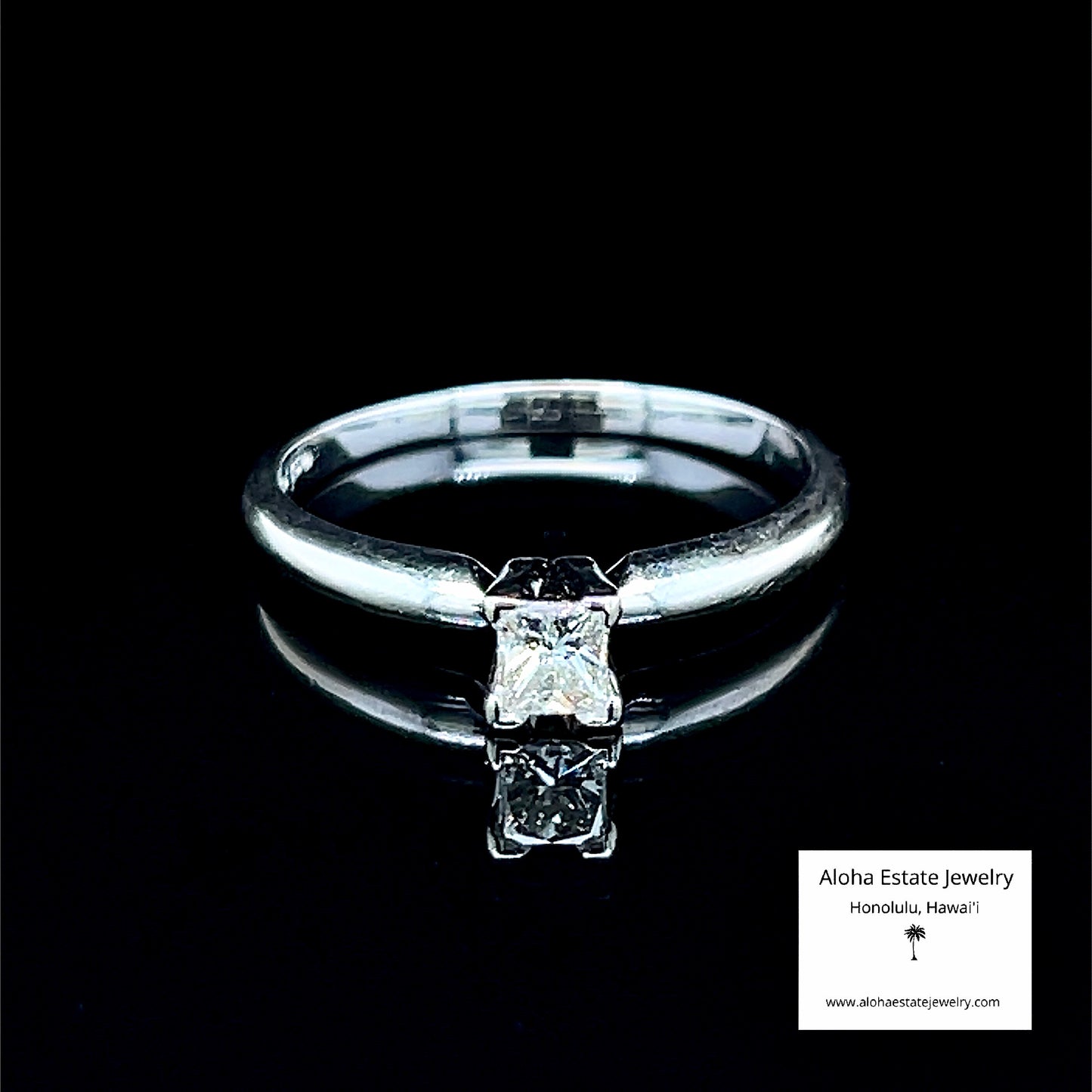 Estate 14K White Gold 1/4-Carat Princess Cut Diamond