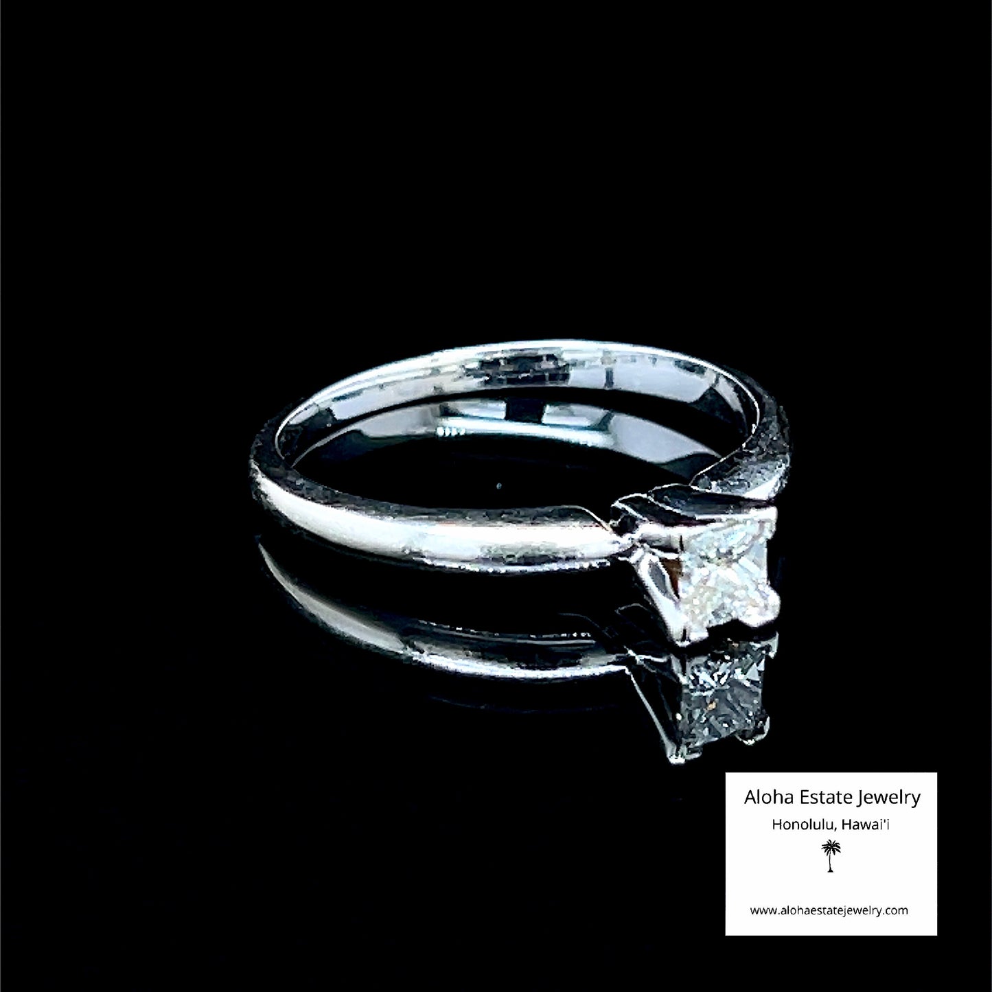 Estate 14K White Gold 1/4-Carat Princess Cut Diamond