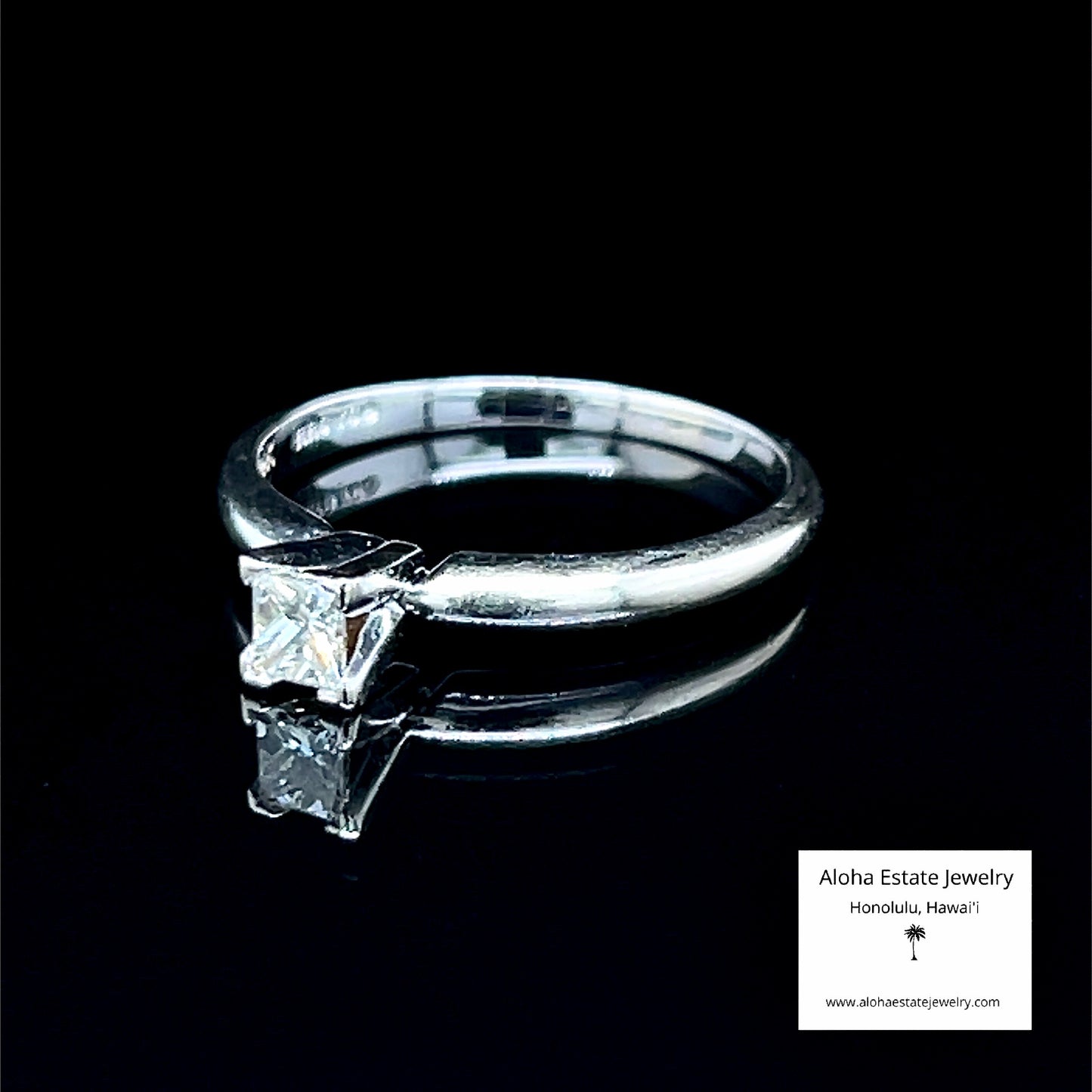 Estate 14K White Gold 1/4-Carat Princess Cut Diamond