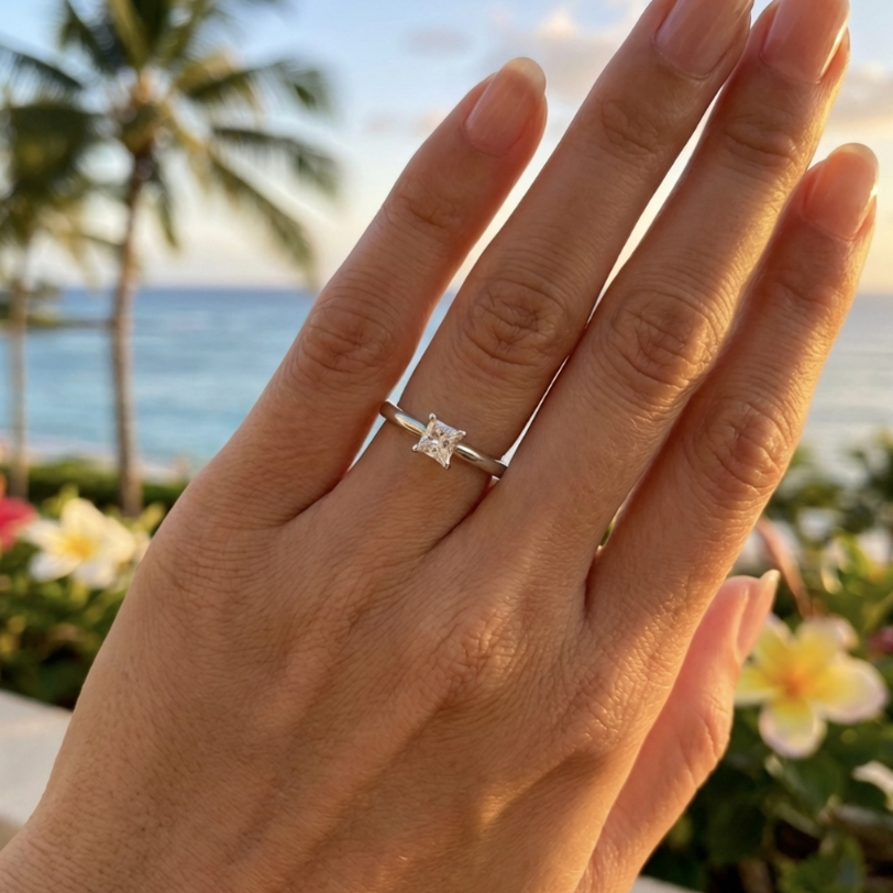 Estate 14K White Gold 1/4-Carat Princess Cut Diamond