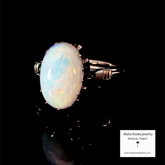 Vintage 14K Basket Mounted High-Fire Australian Opal