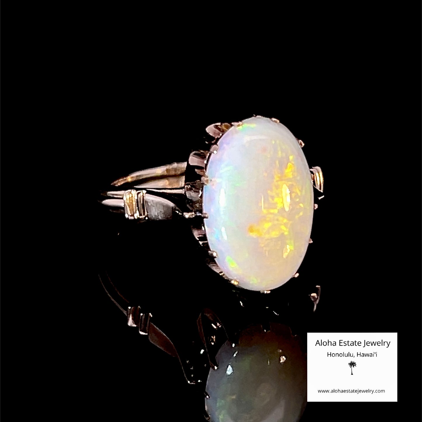 Vintage 14K Basket Mounted High-Fire Australian Opal