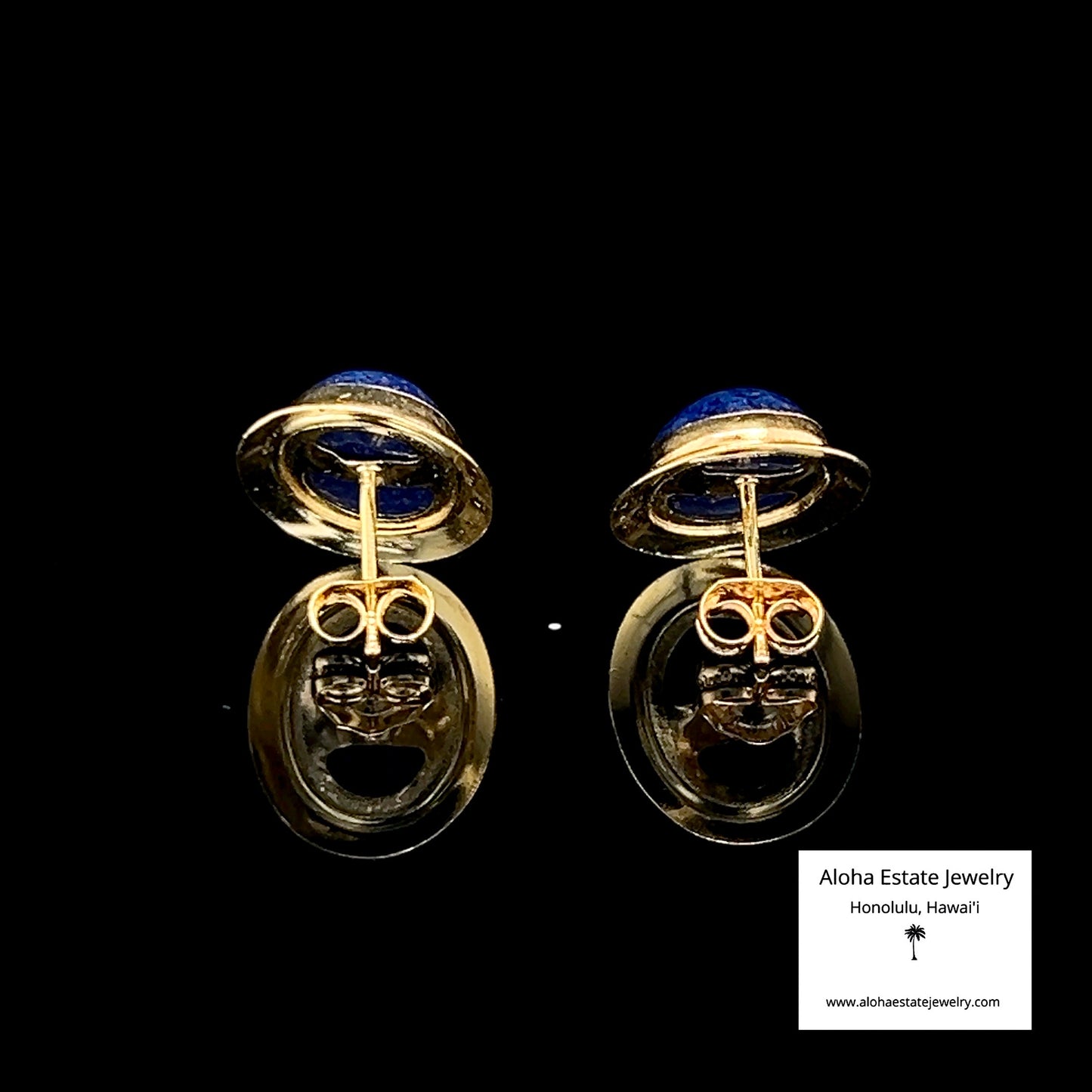 Estate Lapis Earrings in 14K Yellow Gold Frames