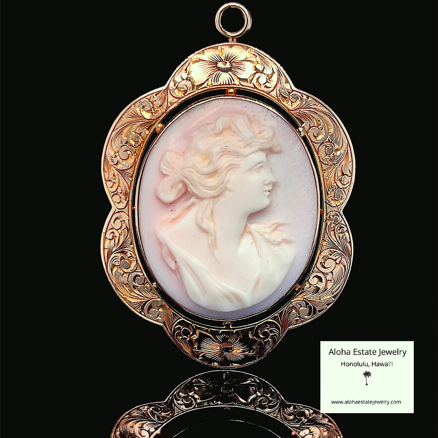 Antique Italian Hand Carved Cameo in Hand-Etched Frame