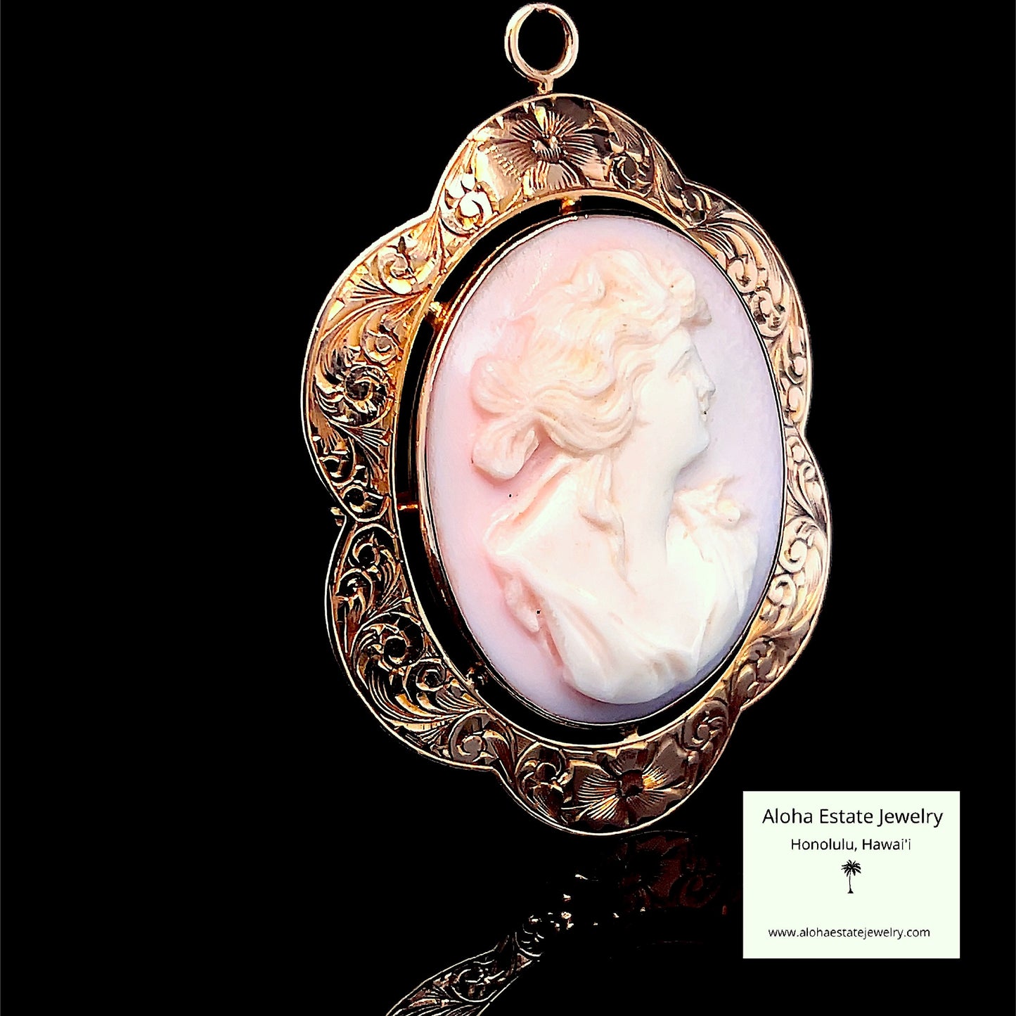 Antique Italian Hand Carved Cameo in Hand-Etched Frame