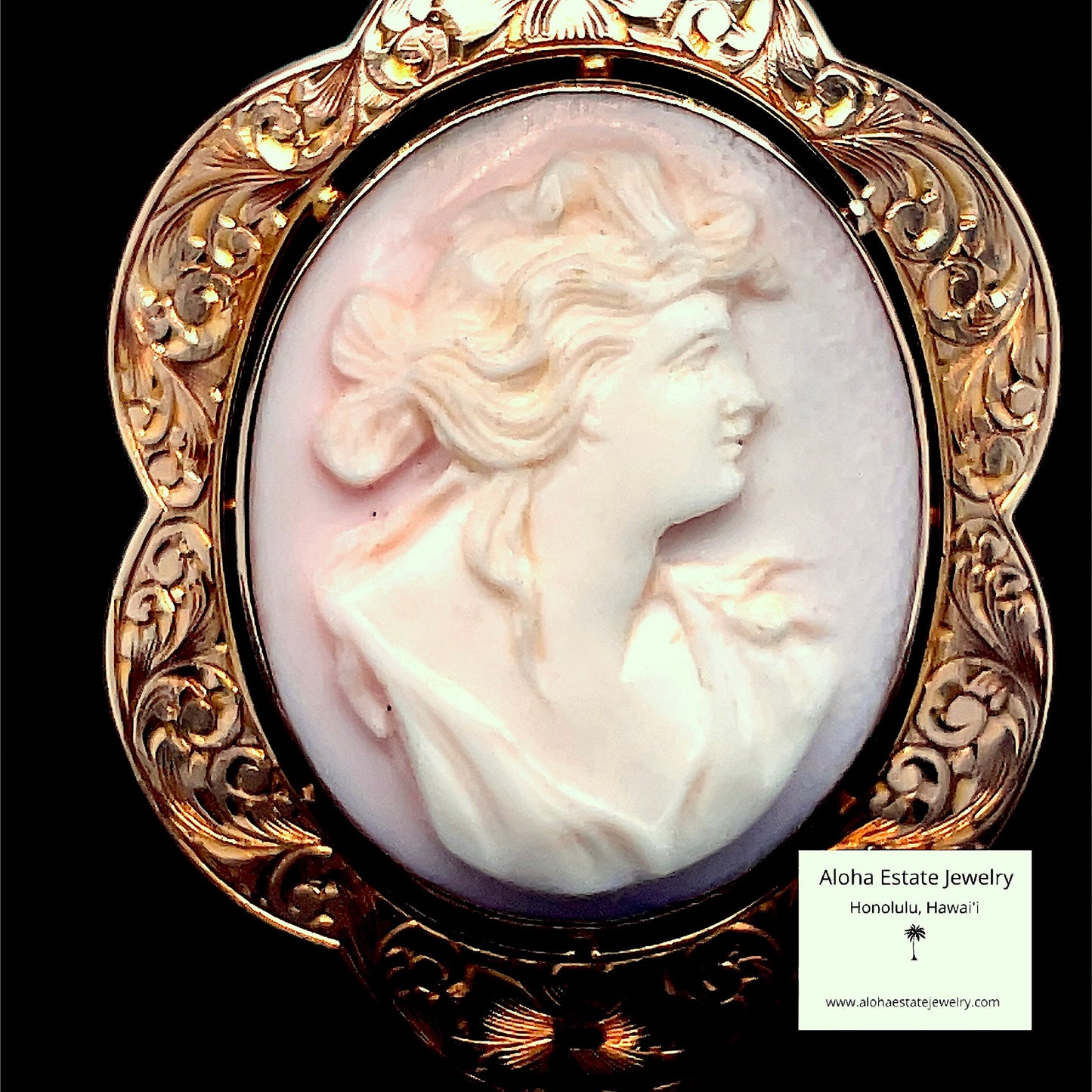 Antique Italian Hand Carved Cameo in Hand-Etched Frame