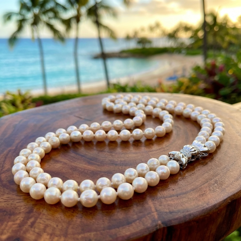 Vintage Double Strand Akoya Pearls w/14K and Diamond Bowtie Clasp