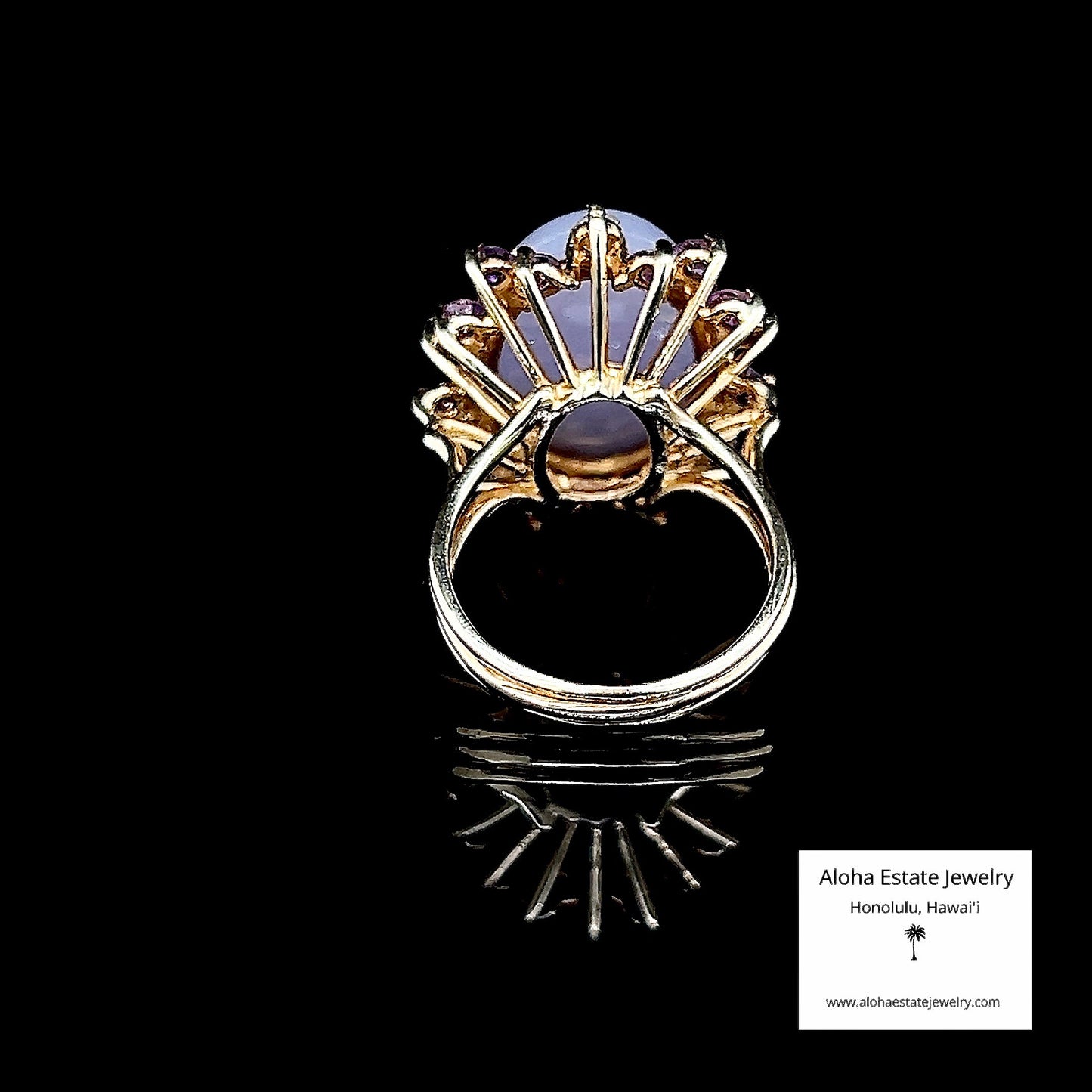 Vintage 14K Lavender Jadeite Ring With Amethyst and Diamond