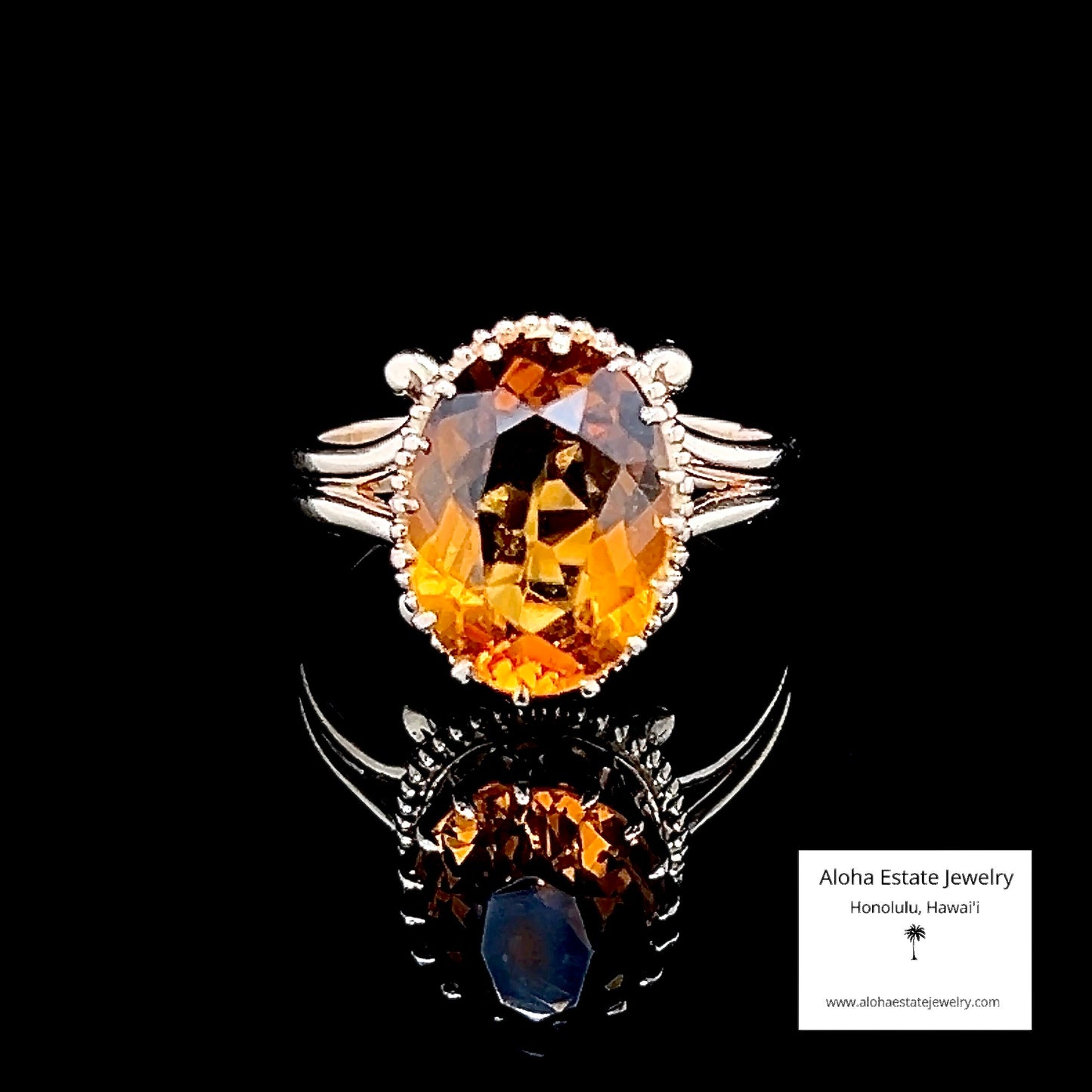 Vintage Oval Cut Sunset Citrine in 14k Setting