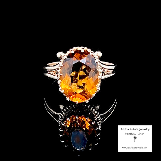 Vintage Oval Cut Sunset Citrine in 14k Setting