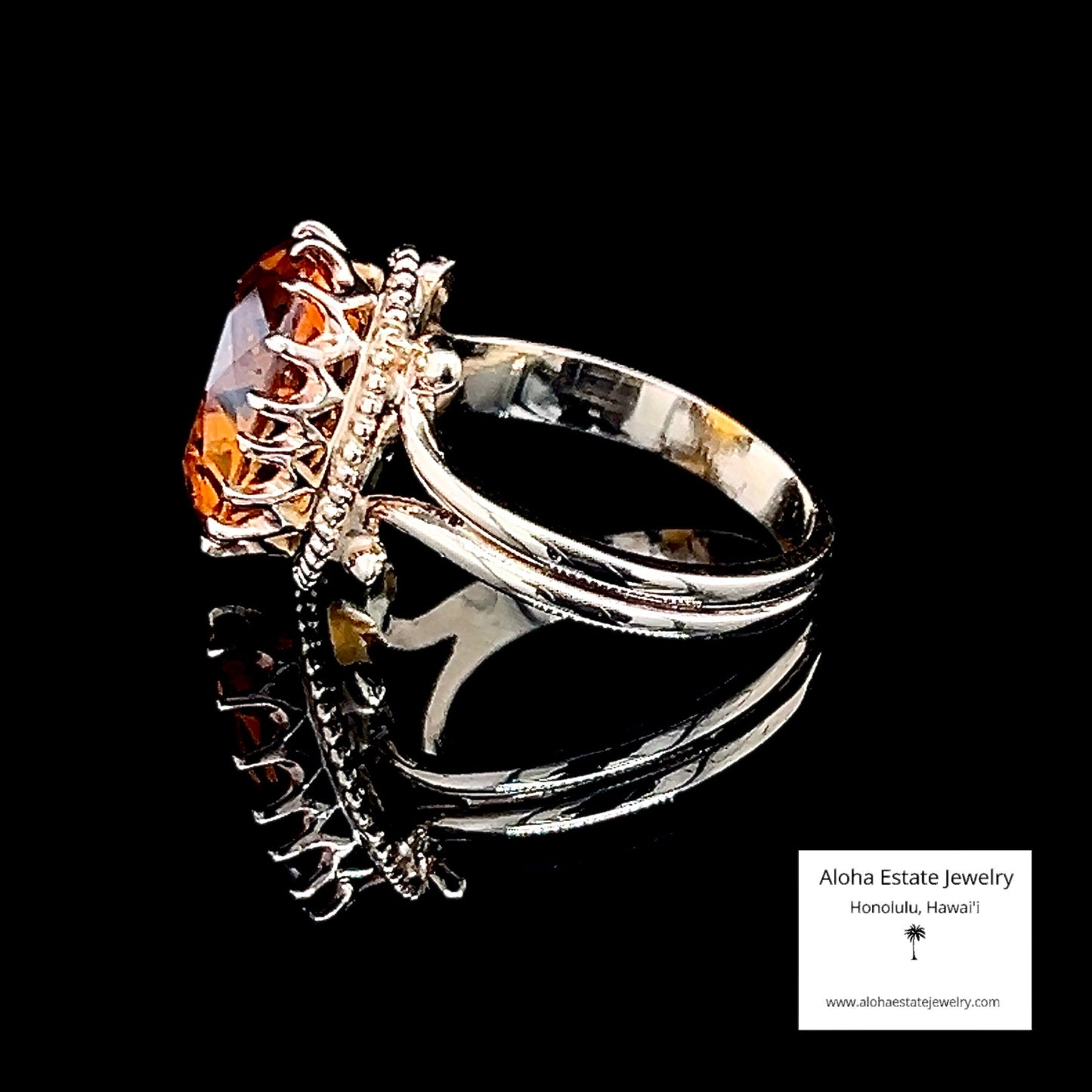 Vintage Oval Cut Sunset Citrine in 14k Setting