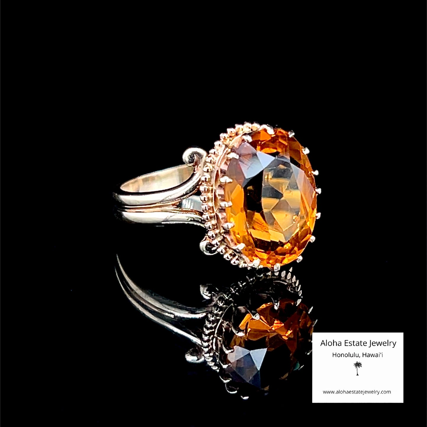 Vintage Oval Cut Sunset Citrine in 14k Setting