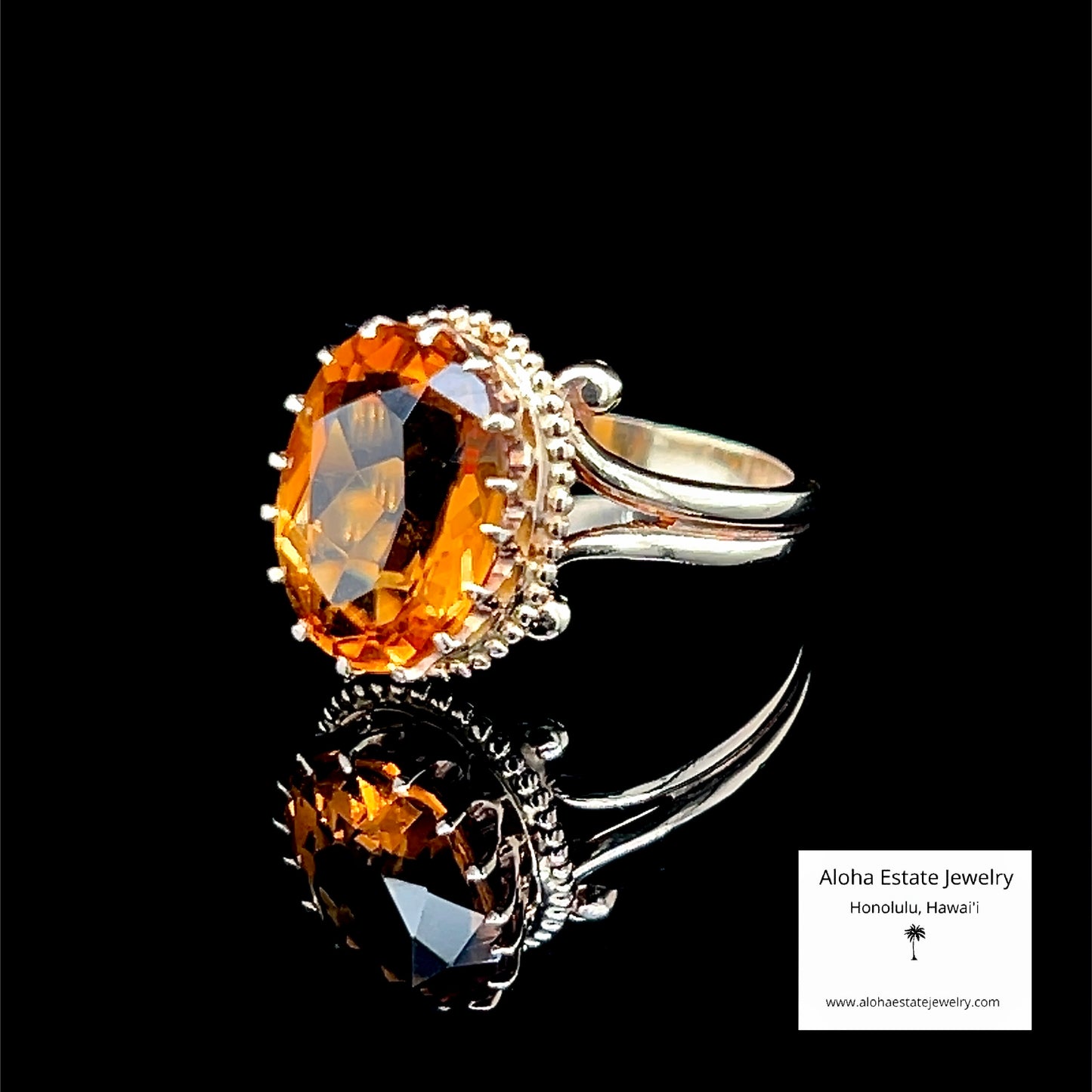 Vintage Oval Cut Sunset Citrine in 14k Setting