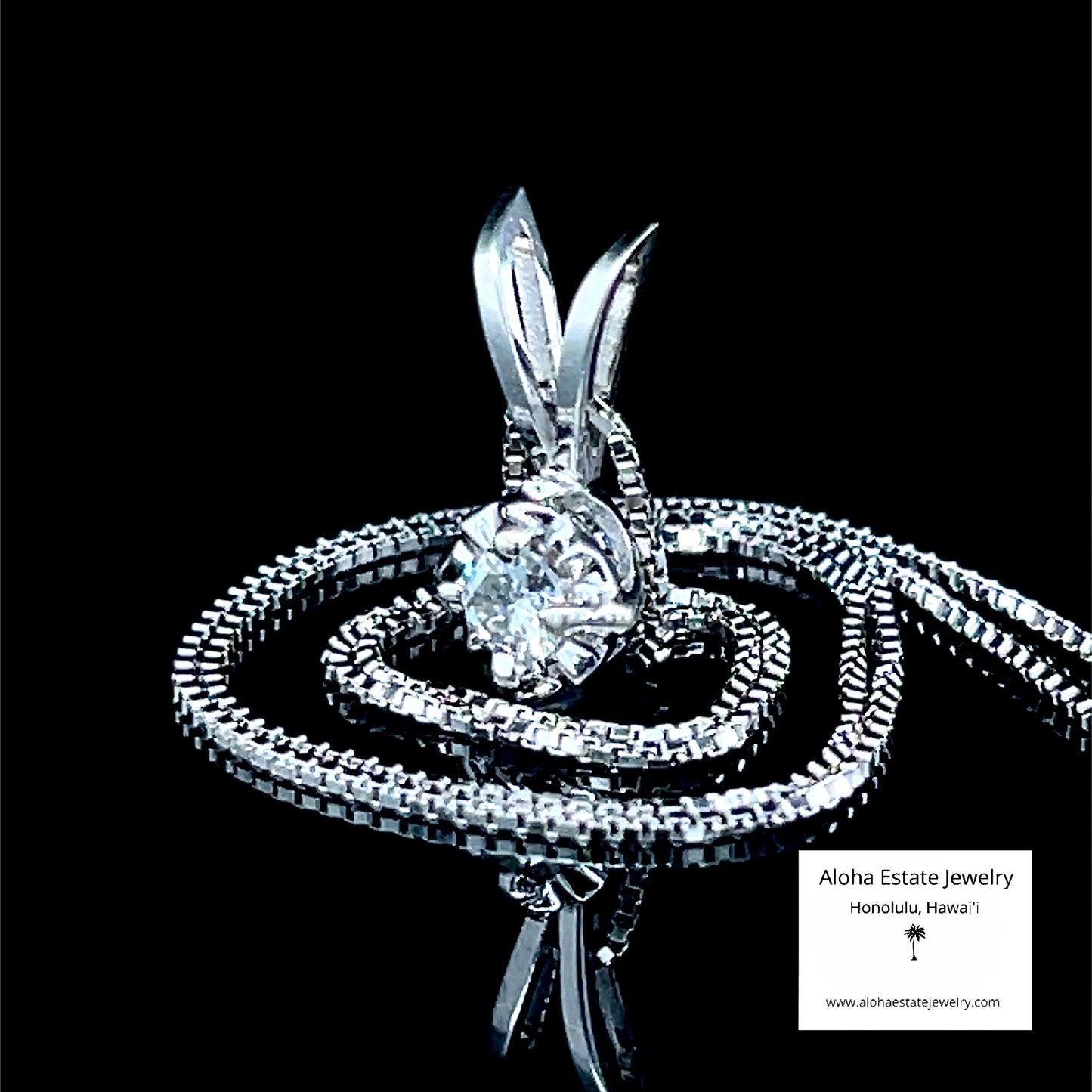 Vintage Diamond Solitaire Pendant in 14K White Gold
