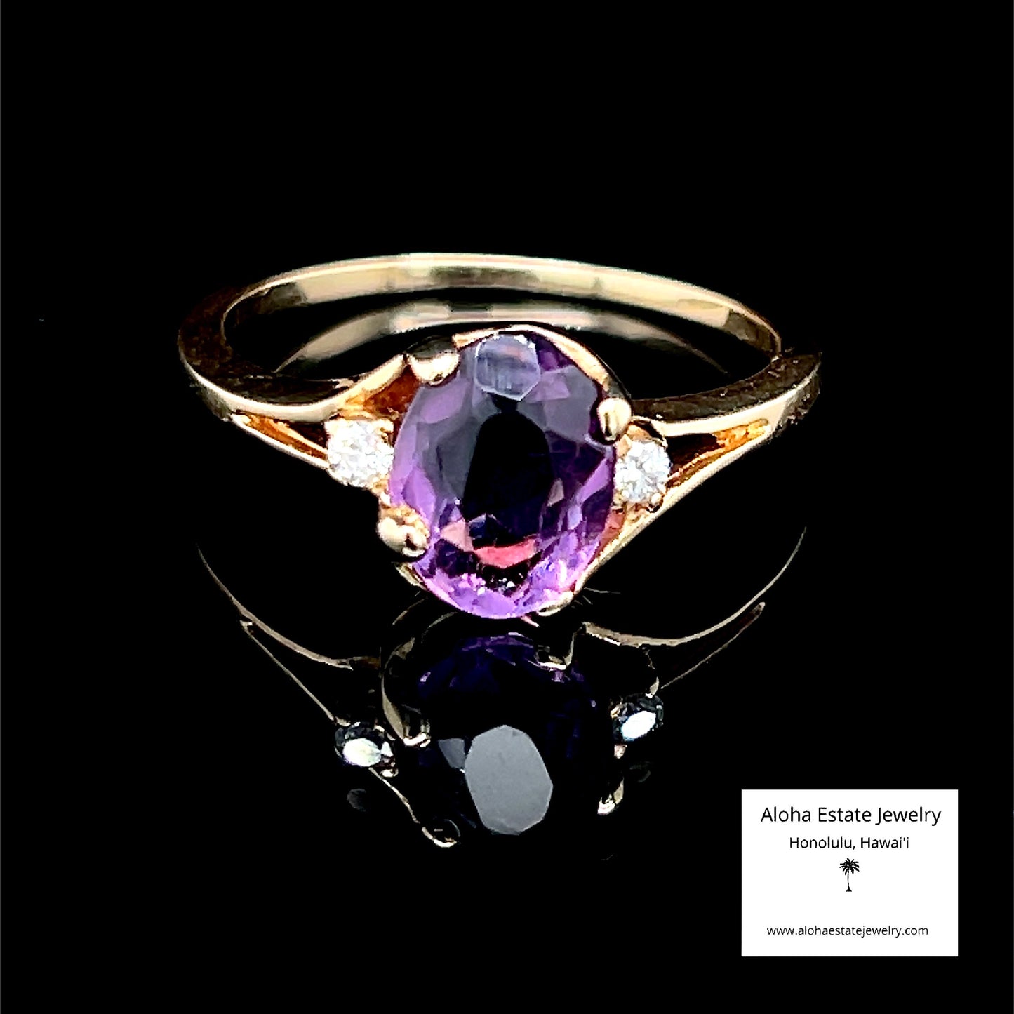 Vintage 14K Amethyst Ring with Diamond Accents