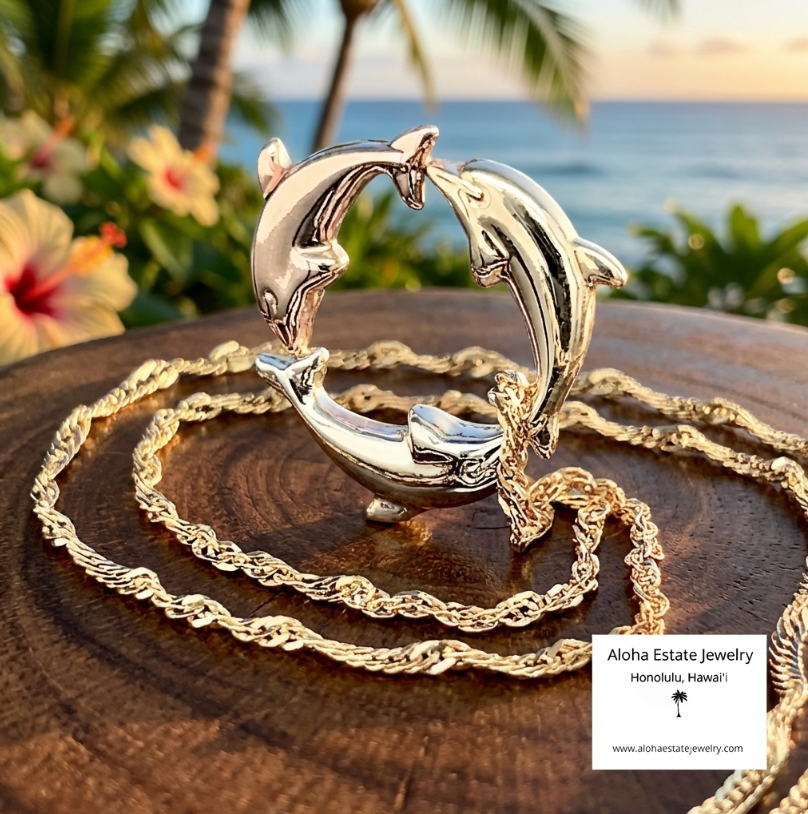 14K Hawaiian Dolphin "Nai'a" Pendant