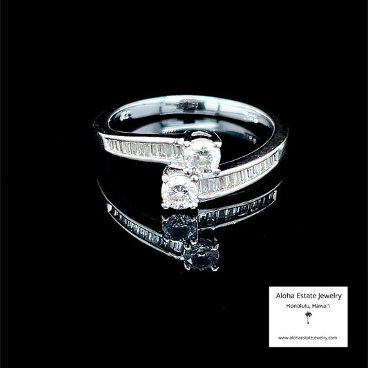 Vintage 14K White Gold and 3/4-Carat Diamonds Ring