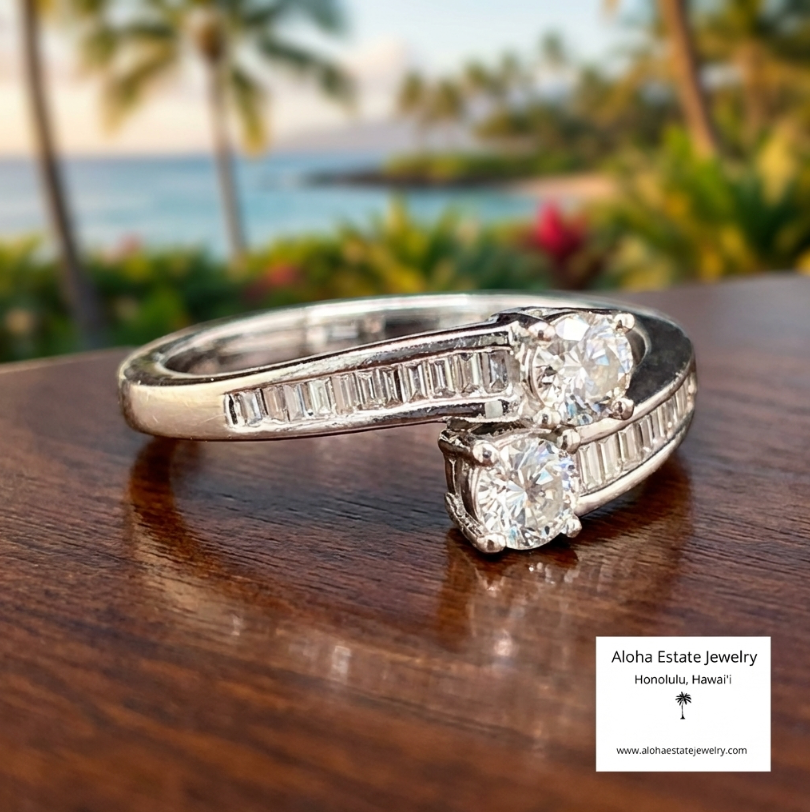 Vintage 14K White Gold and 1/2-Carat Diamonds Ring