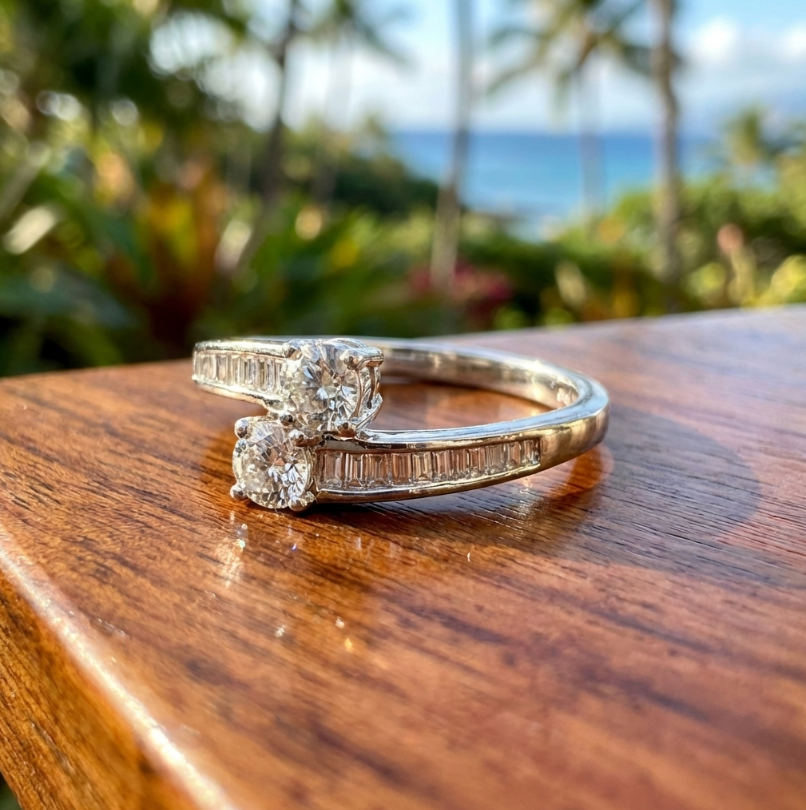 Vintage 14K White Gold and 1/2-Carat Diamonds Ring