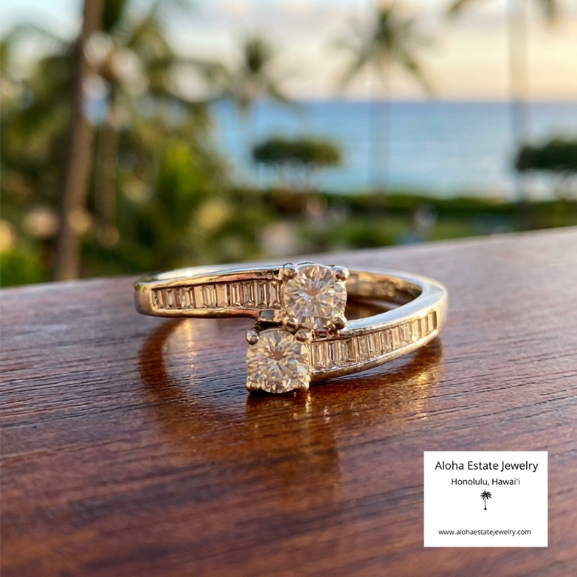 Vintage 14K White Gold and 1/2-Carat Diamonds Ring