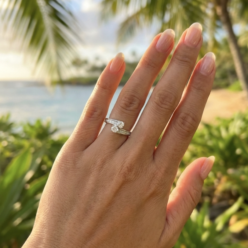 Vintage 14K White Gold and 1/2-Carat Diamonds Ring