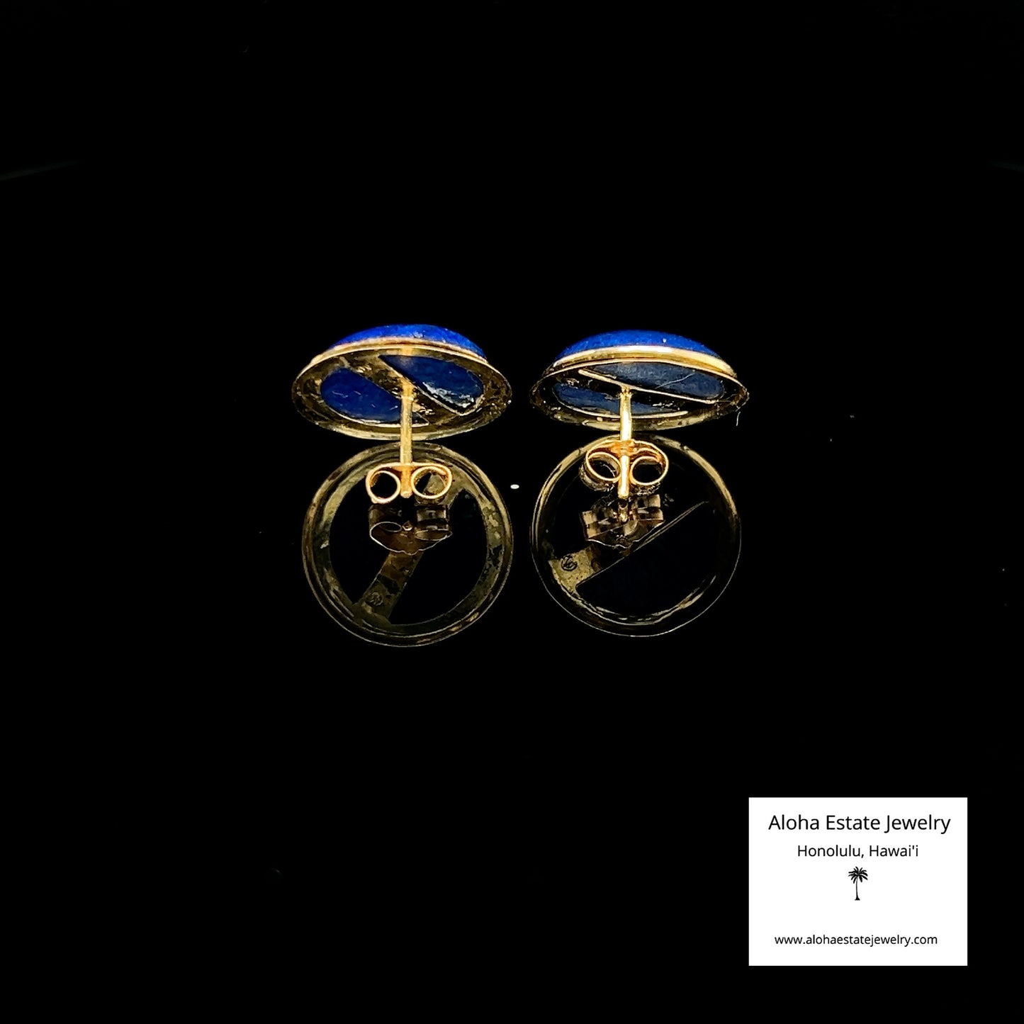 Vintage Lapis Lazuli Earrings in 14K Yellow Gold