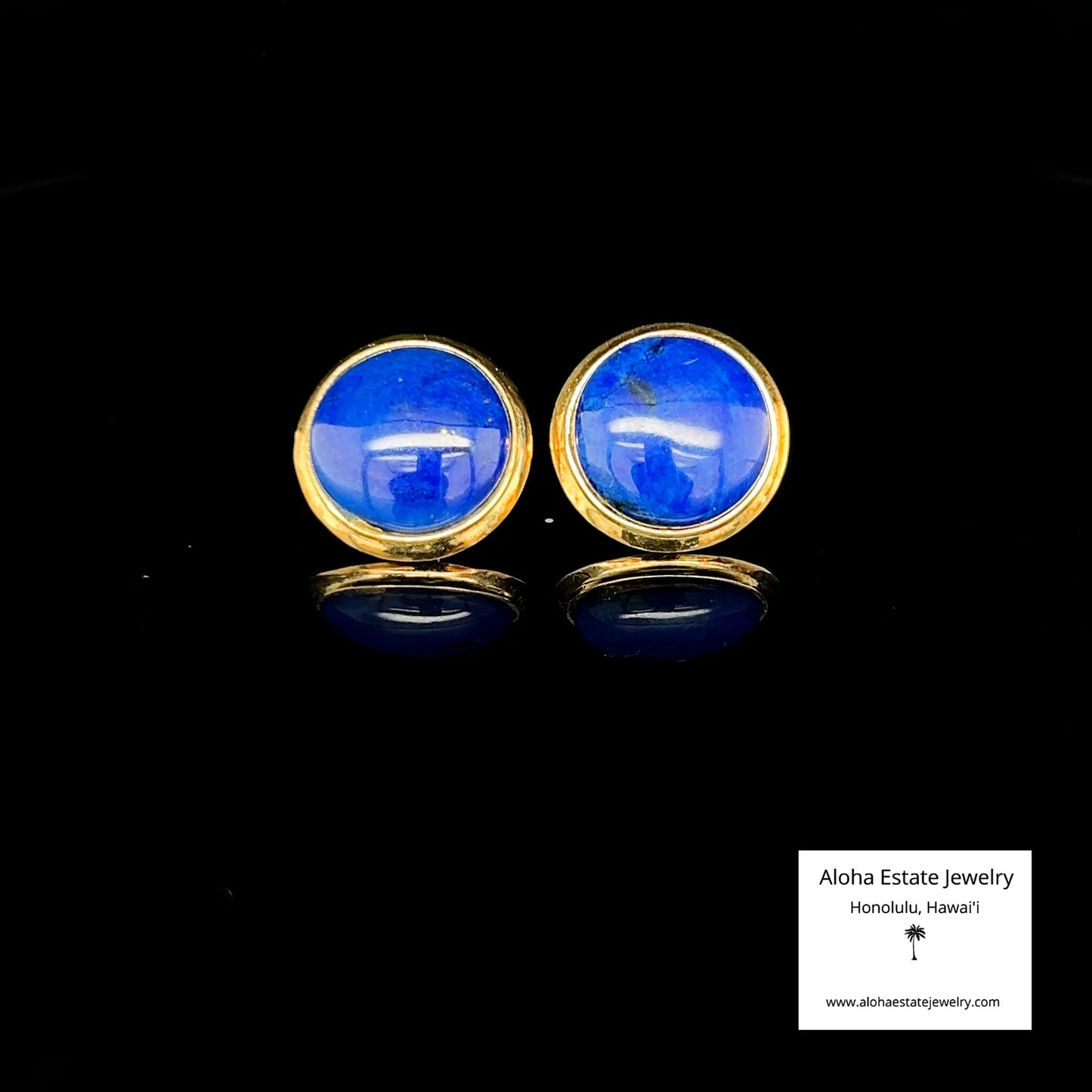 Vintage Lapis Lazuli Earrings in 14K Yellow Gold