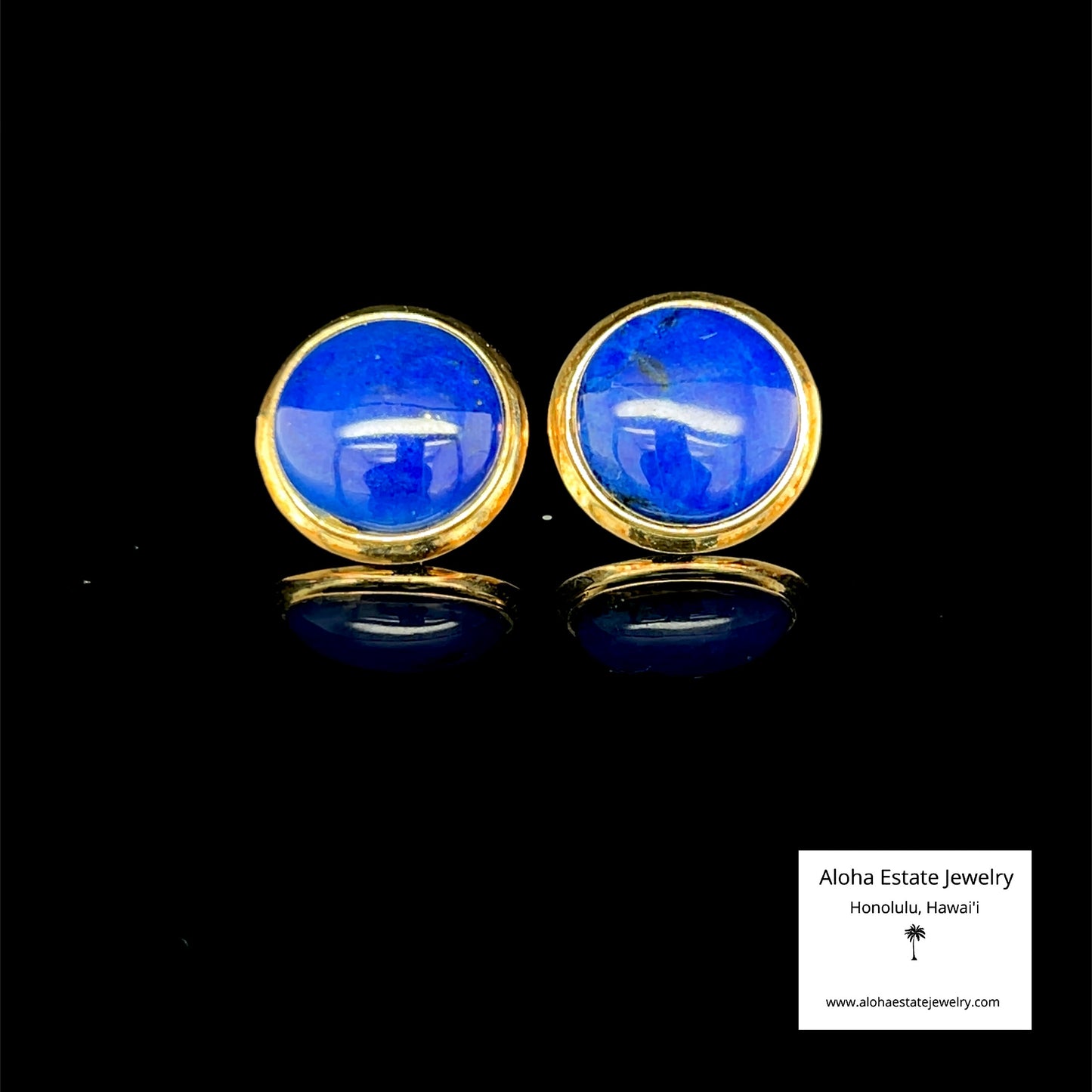 Vintage Lapis Lazuli Earrings in 14K Yellow Gold