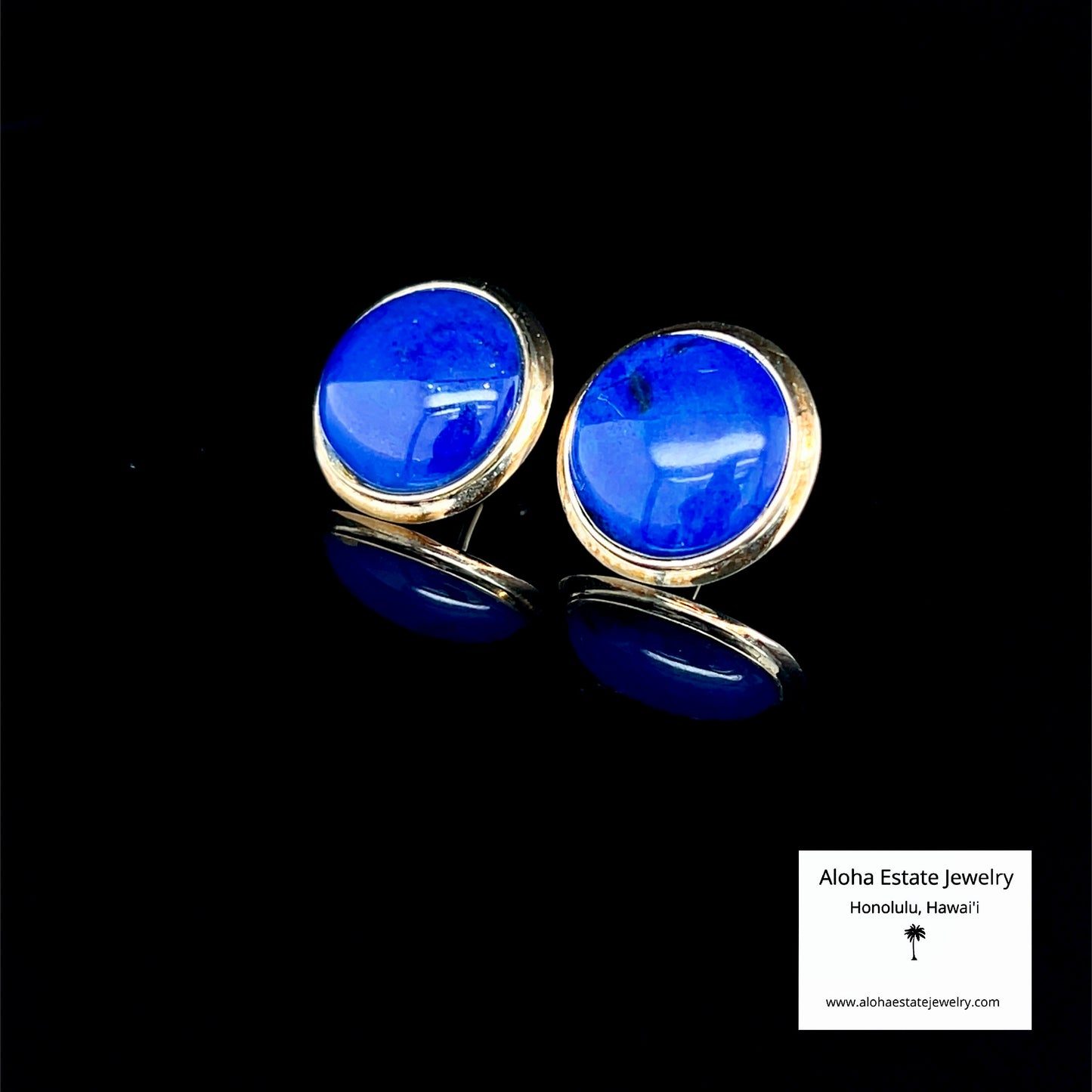 Vintage Lapis Lazuli Earrings in 14K Yellow Gold