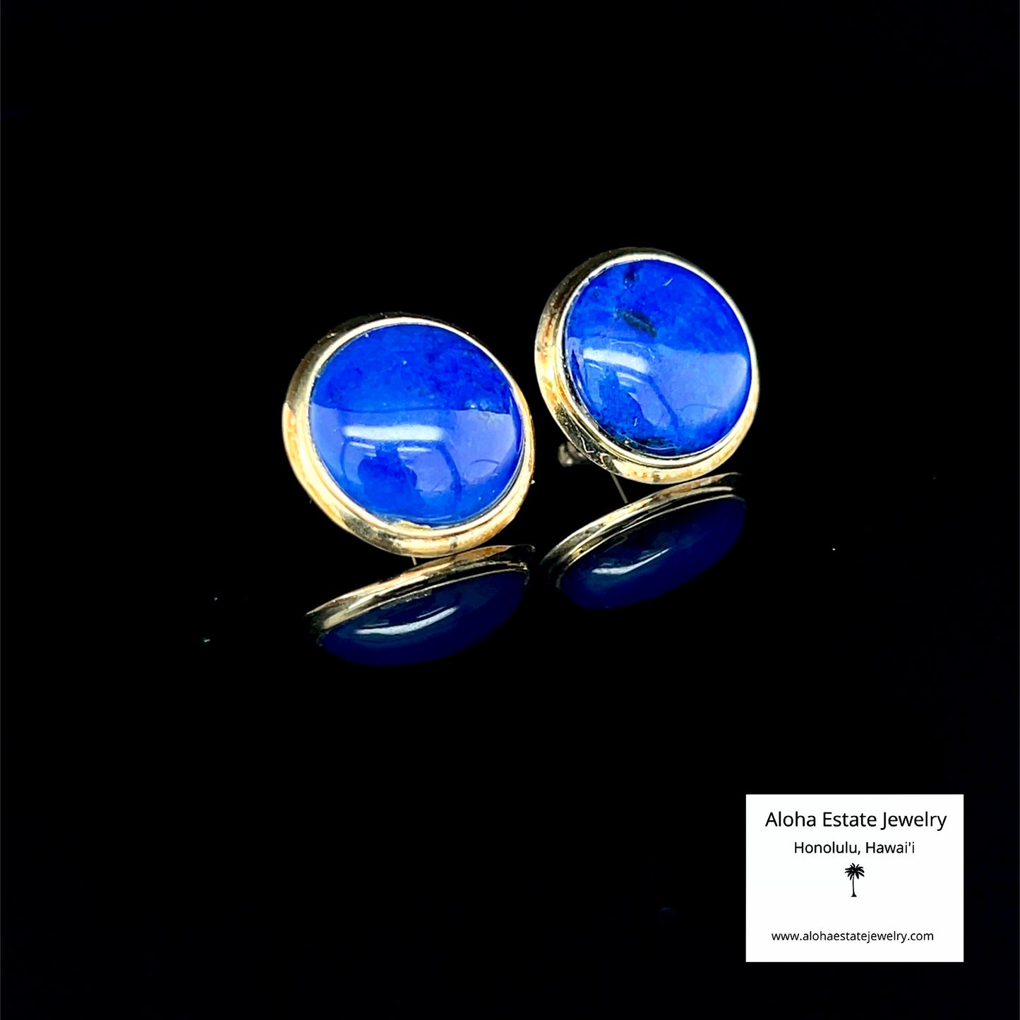 Vintage Lapis Lazuli Earrings in 14K Yellow Gold