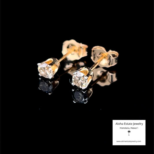 Nice Pair of 1/3-Carat Estate Diamond Earrings in 14K