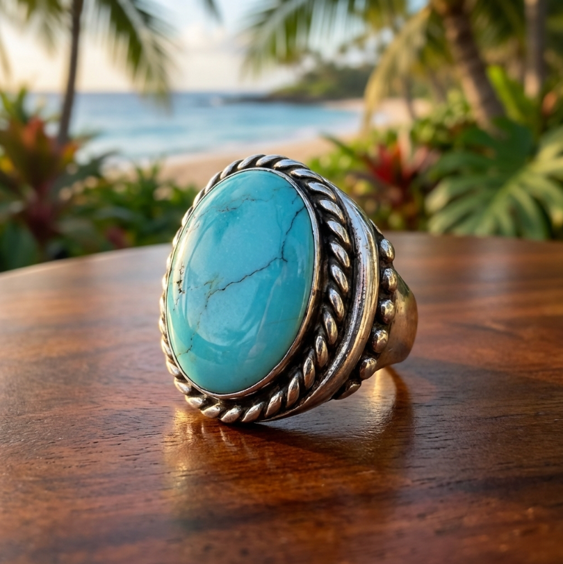 Vintage Ben Livingston Magnificent Kingman Turquoise Ring