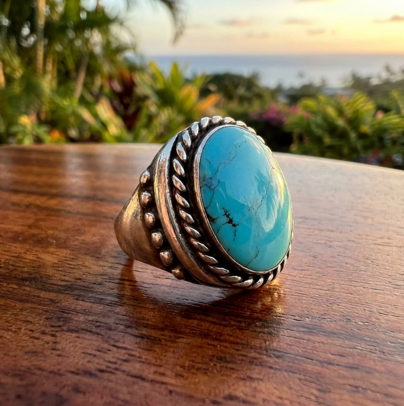 Vintage Ben Livingston Magnificent Kingman Turquoise Ring