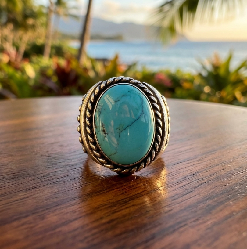 Vintage Ben Livingston Magnificent Kingman Turquoise Ring