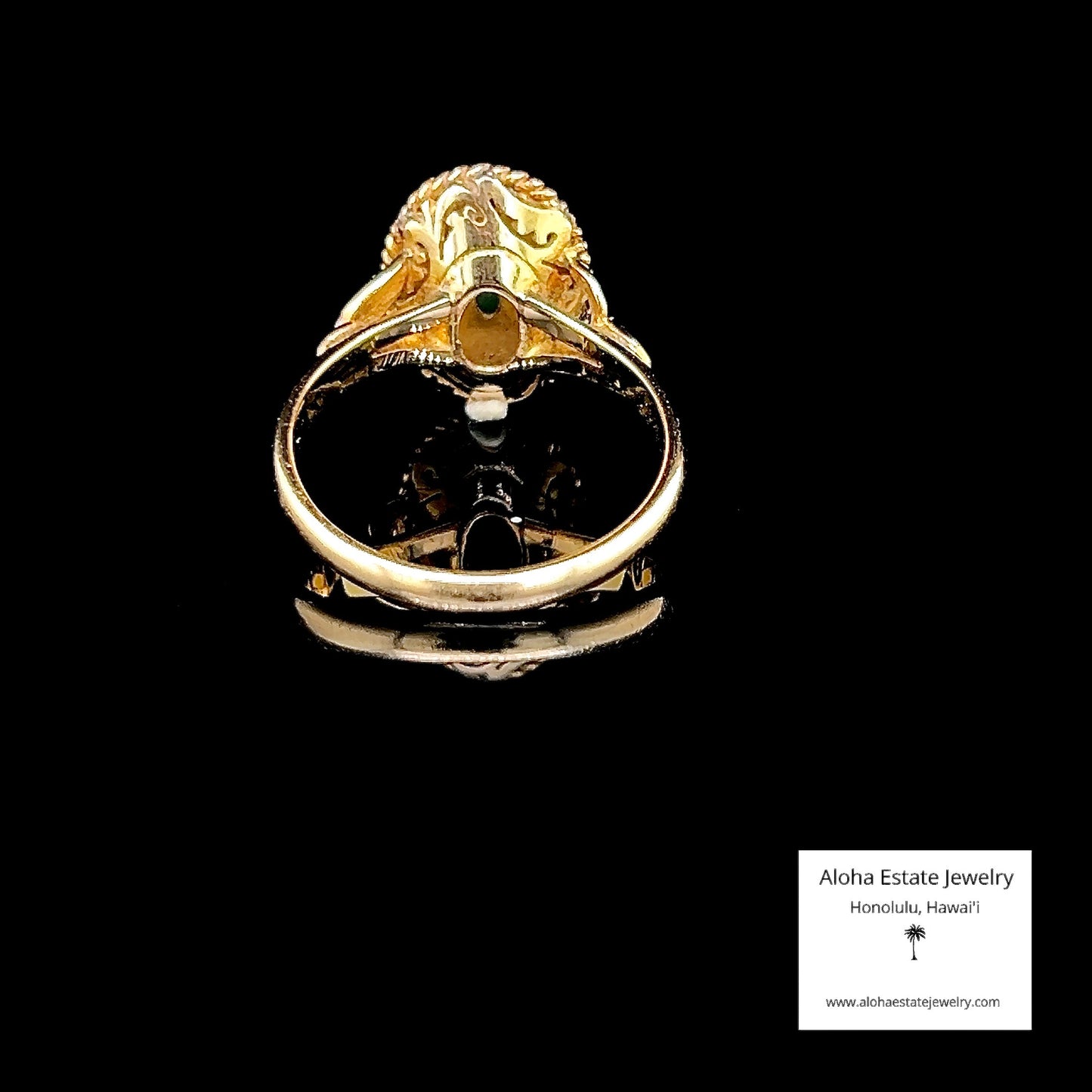 Mid-Century Sage Green Watery Jadeite 18K Ring