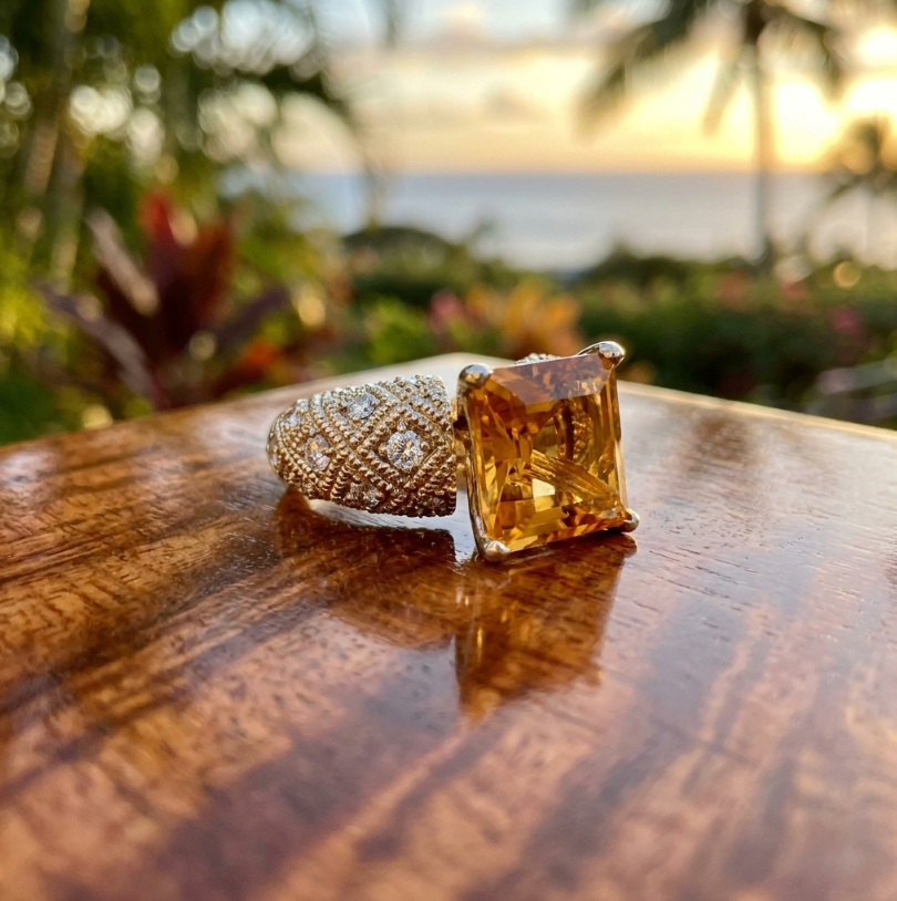 Lovely Estate 14K Ring with Large Natural Citrine